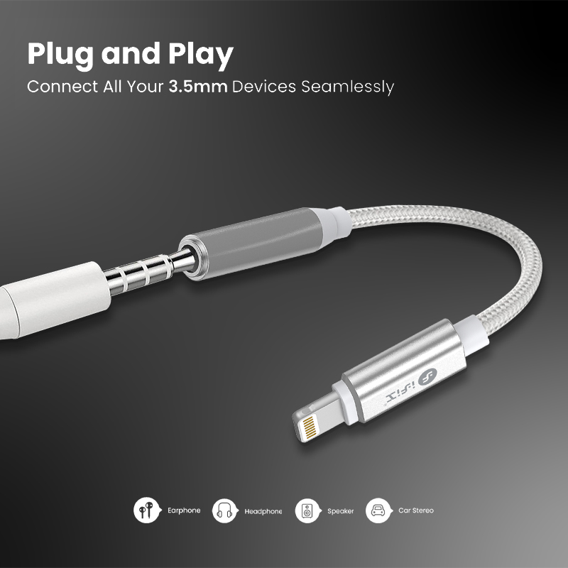 iFiX IF-17 Lightening to 3.5mm Audio Converter (Black)