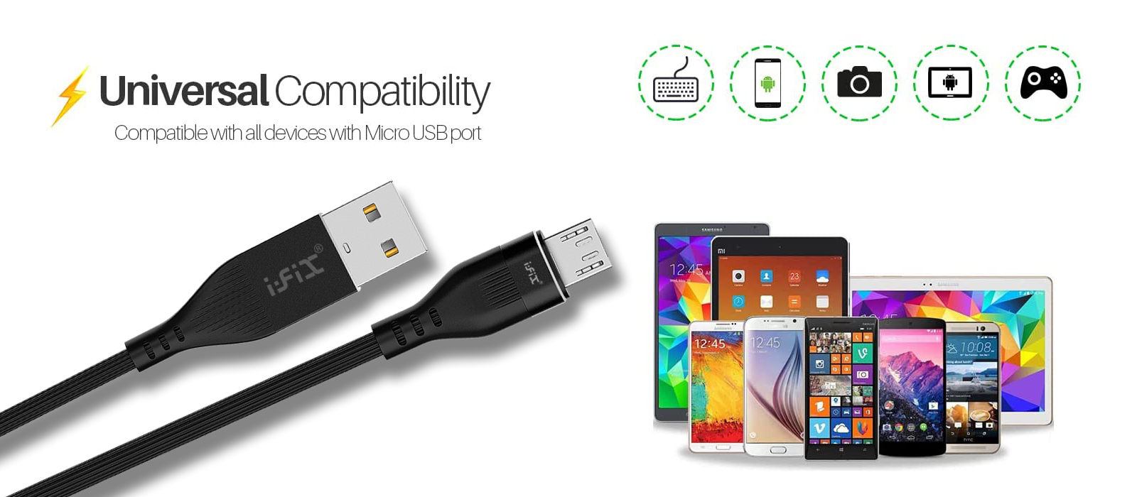 IF-01 Micro  3.4A Fast Charging USB Data Cable (Black)