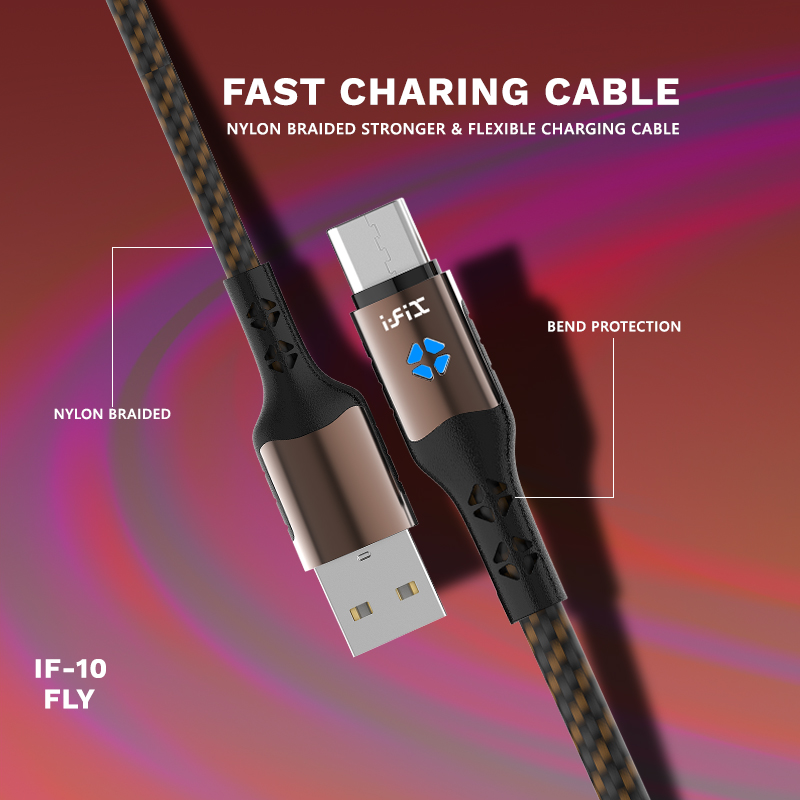 IF-10 Type-C  5A Fast Charging USB Data Cable ( Brown & Black)