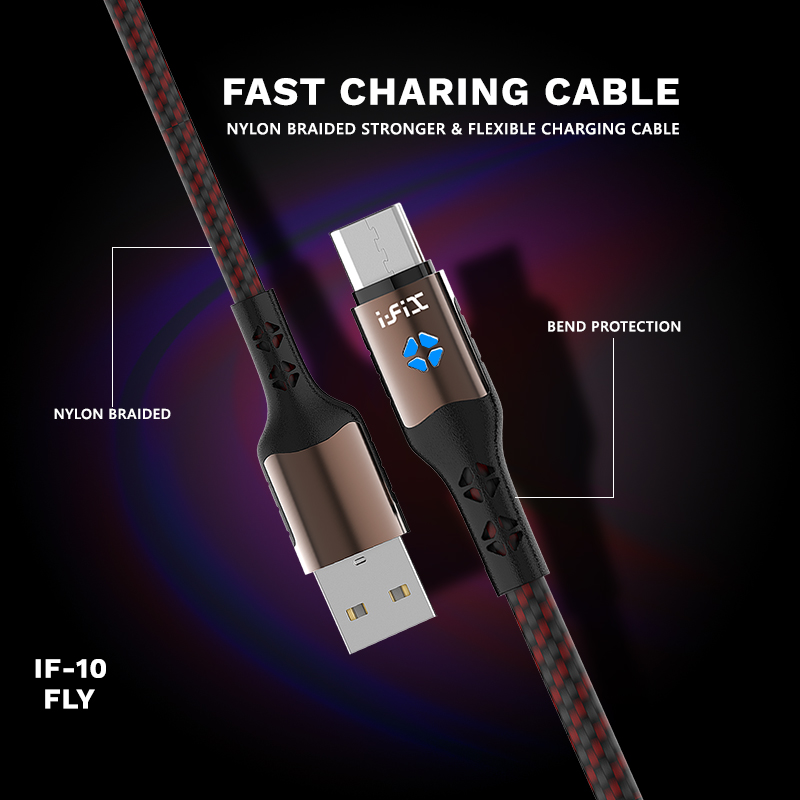 IF-10 Type-C  5A Fast Charging USB Data Cable (Red & Black)