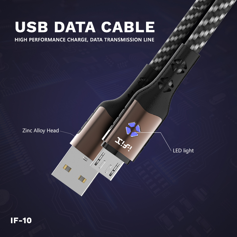 IF-10 Micro 5A Fast Charging USB Data Cable(White& Black)