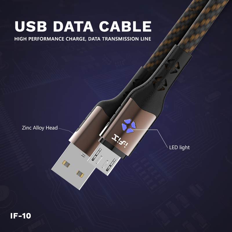 IF-10 Micro 5A Fast Charging USB Data Cable(Brown & Black)