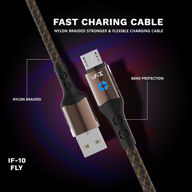 IF-10 Micro 5A Fast Charging USB Data Cable(Brown & Black)