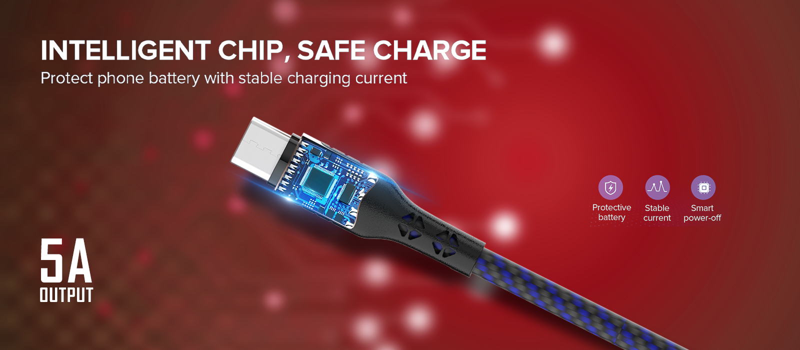 IF-10 Type-C  5A Fast Charging USB Data Cable (Blue & Black)