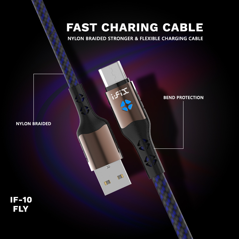 IF-10 Type-C  5A Fast Charging USB Data Cable (Blue & Black)