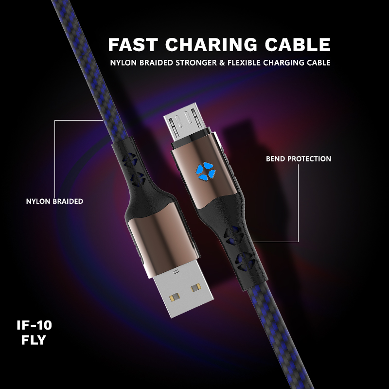 IF-10 Micro 5A Fast Charging USB Data Cable(Blue & Black)