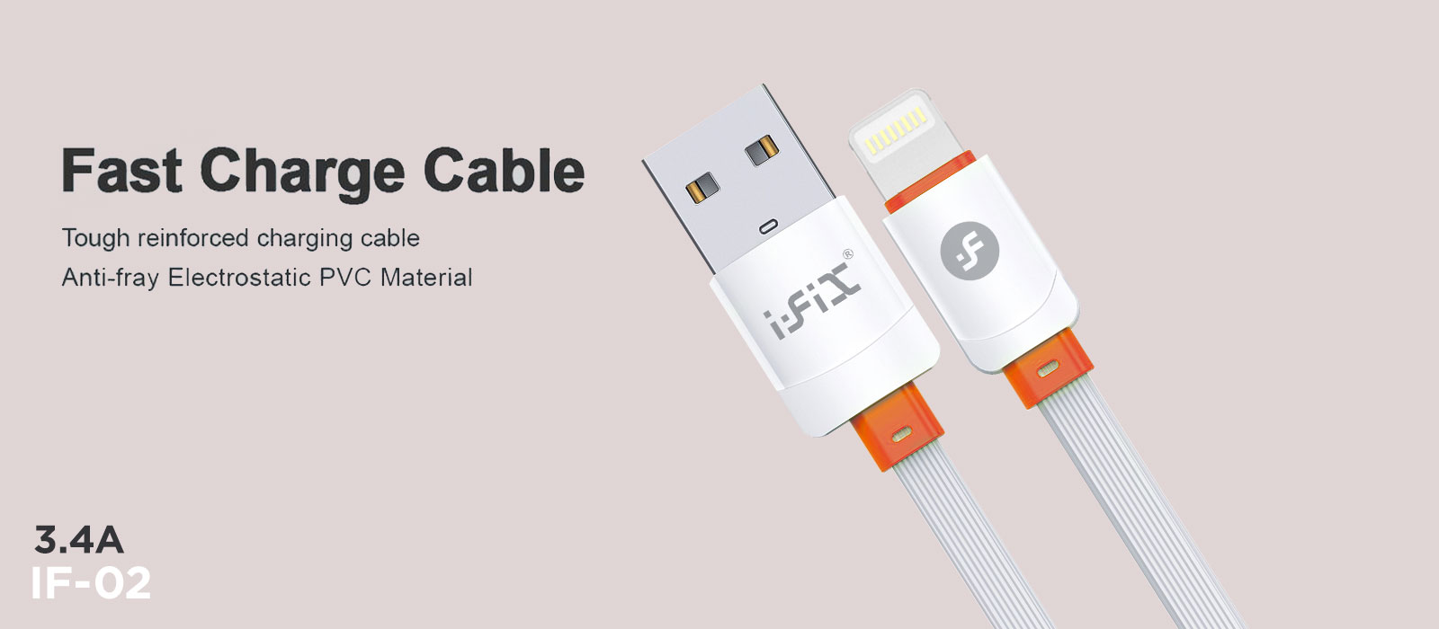 IF-02 Lightning 3.4A Fast Charging USB Data Cable( White & Red)