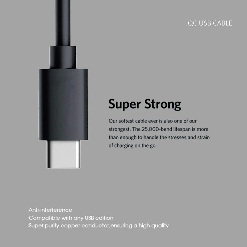 IF-QC 3.0 Qualcomm Type-C USB Data Cable (Black)