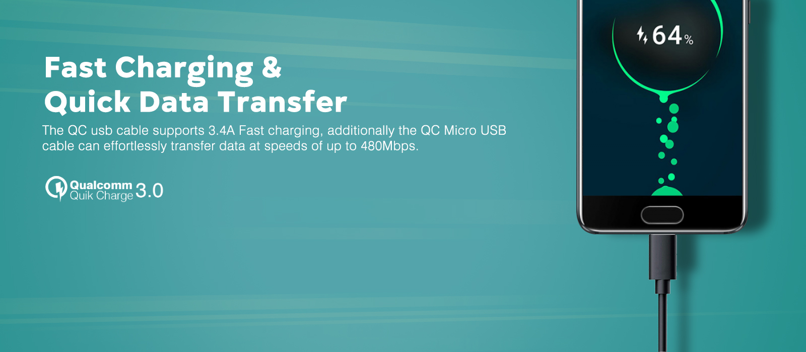 IF-QC 3.0 Qualcomm Type-C USB Data Cable (Black)