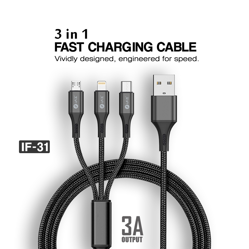IF-31 3 In 1 Fast Charging USB Data Cable