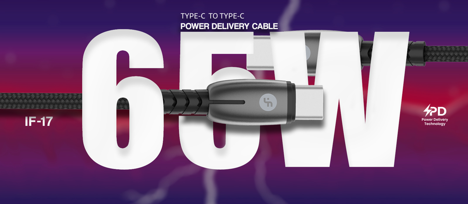IF017 65W Type-C to Type-C Fast Charging PD USB Data Cable