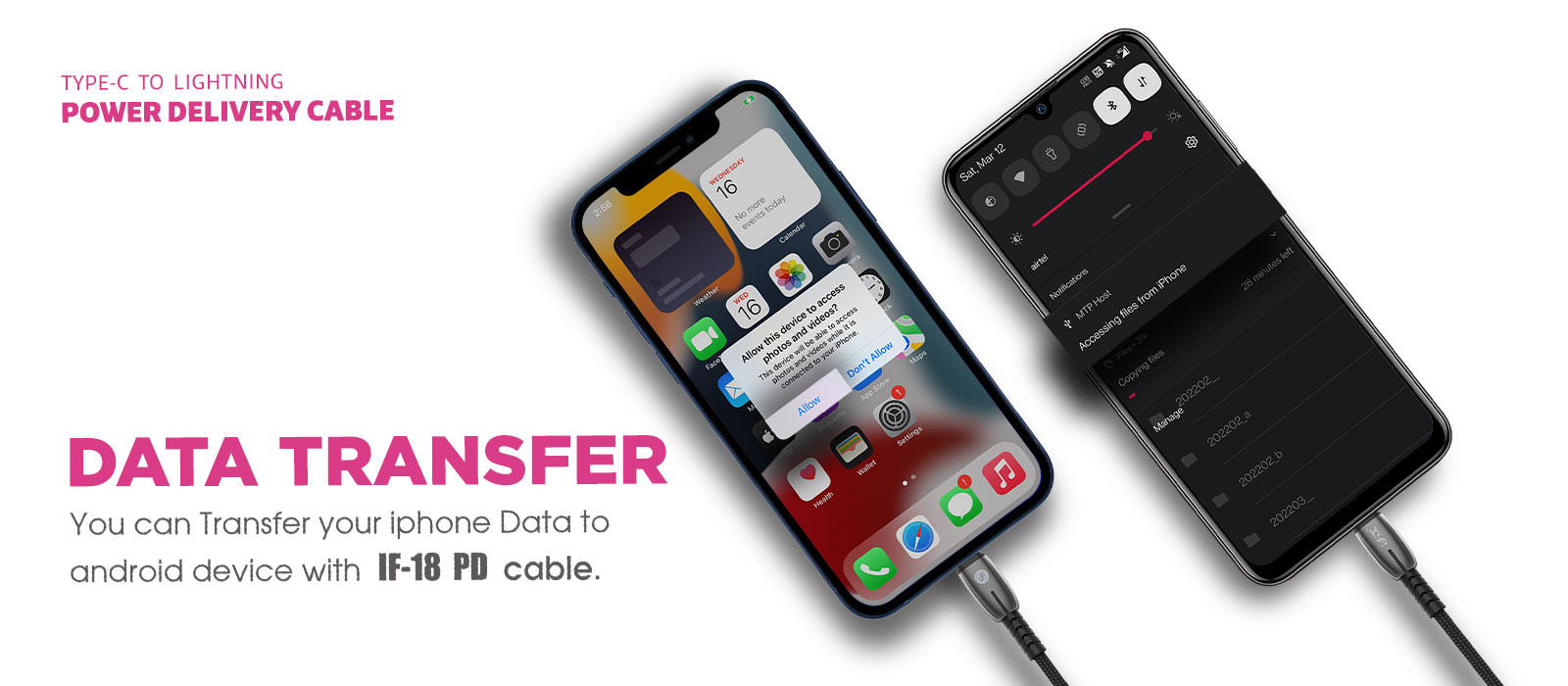 IF018 24W Type-C to Lightning Fast Charging USB Data Cable