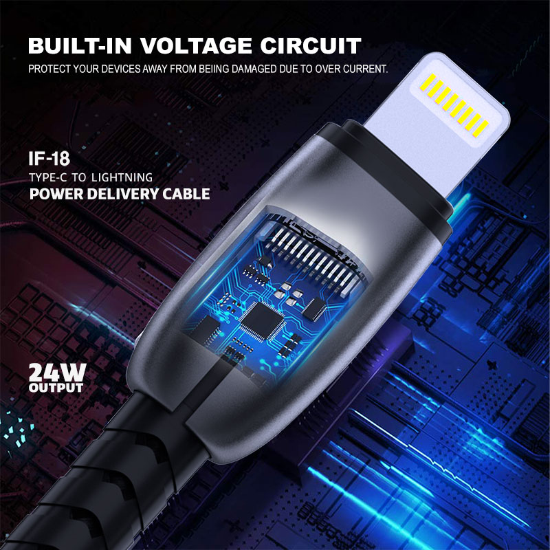 IF018 24W Type-C to Lightning Fast Charging USB Data Cable