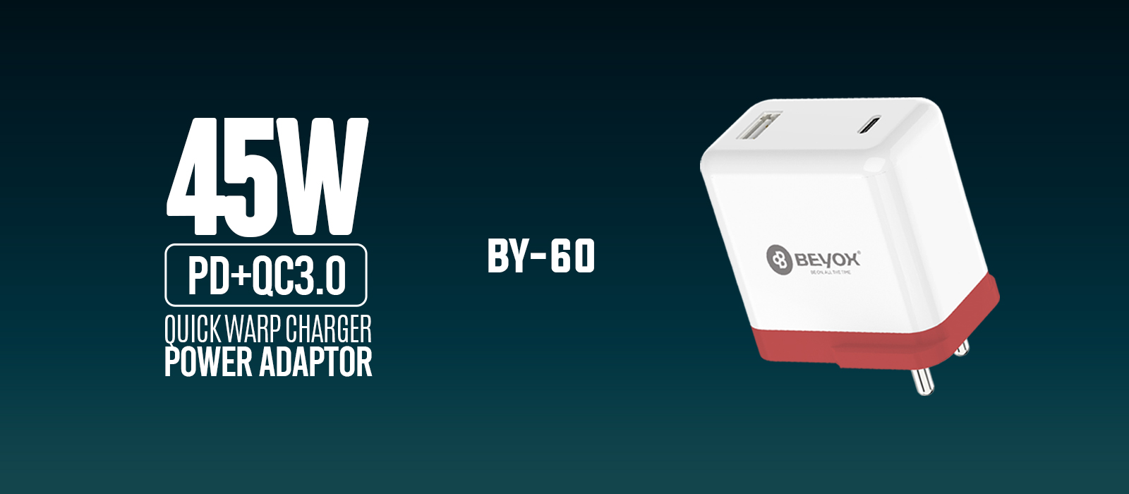 Beyox BY60 Quick Warp Charger 45W