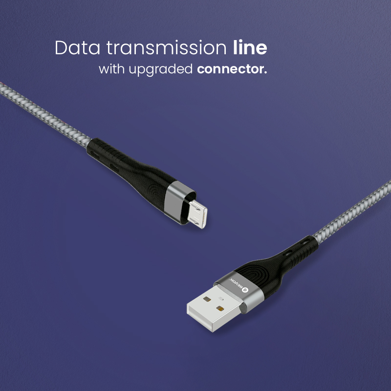 Beyox BX12 Micro USB Cable | Nylon Braided 3.1A Fast Charging (Grey)