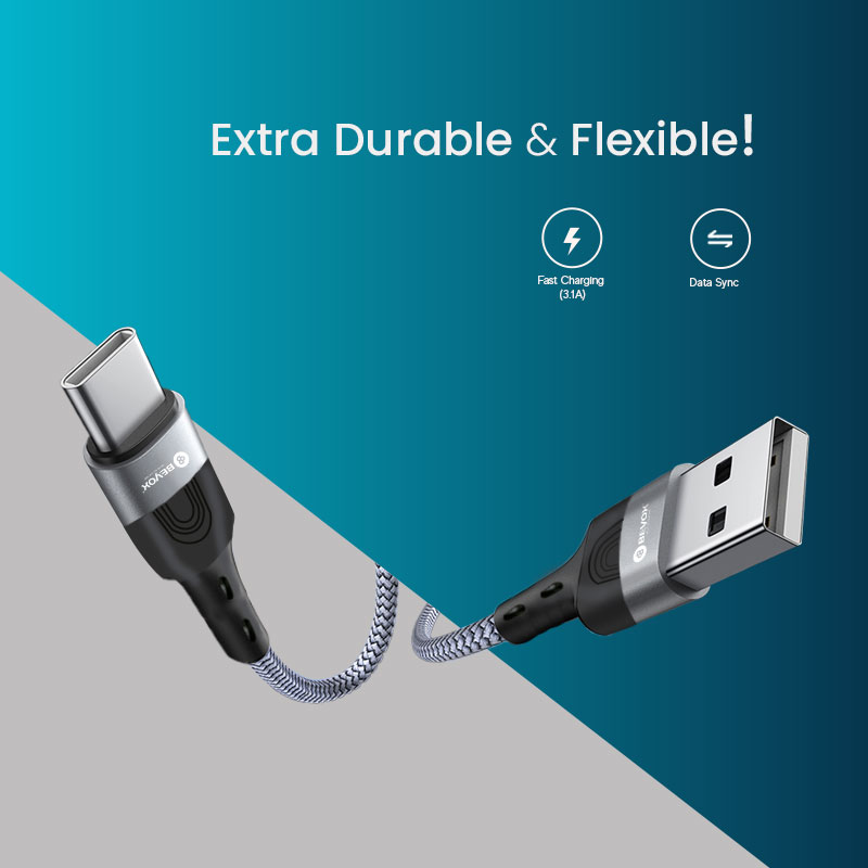 Beyox BX12 3.1A Fast Charging Data Cable (Type-C) | Nylon Braided