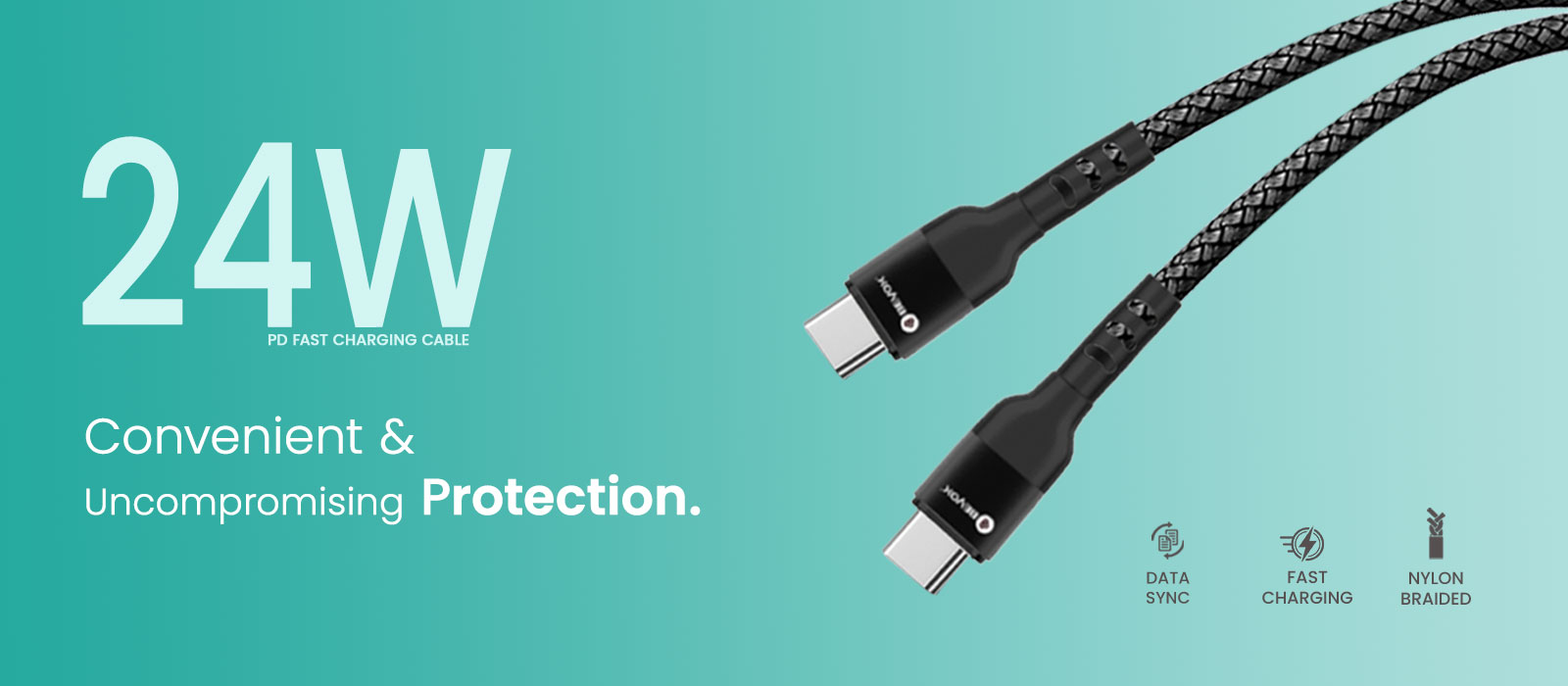 Beyox BX14 24W PD USB C to Type C Fast Charging cable | Nylon Braided