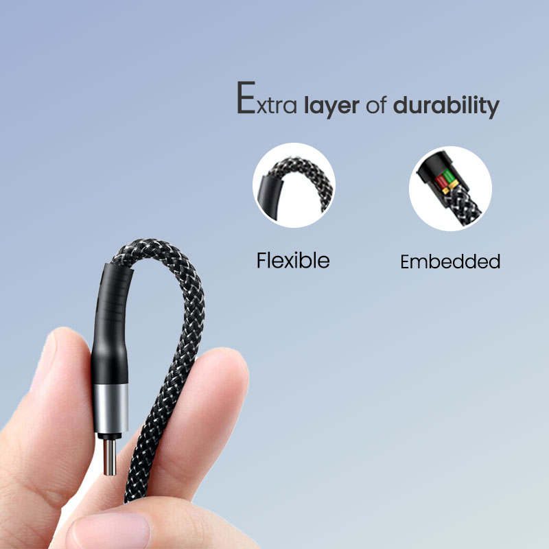 Beyox BX12 Micro USB Cable | Nylon Braided 3.1A Fast Charging (Grey)