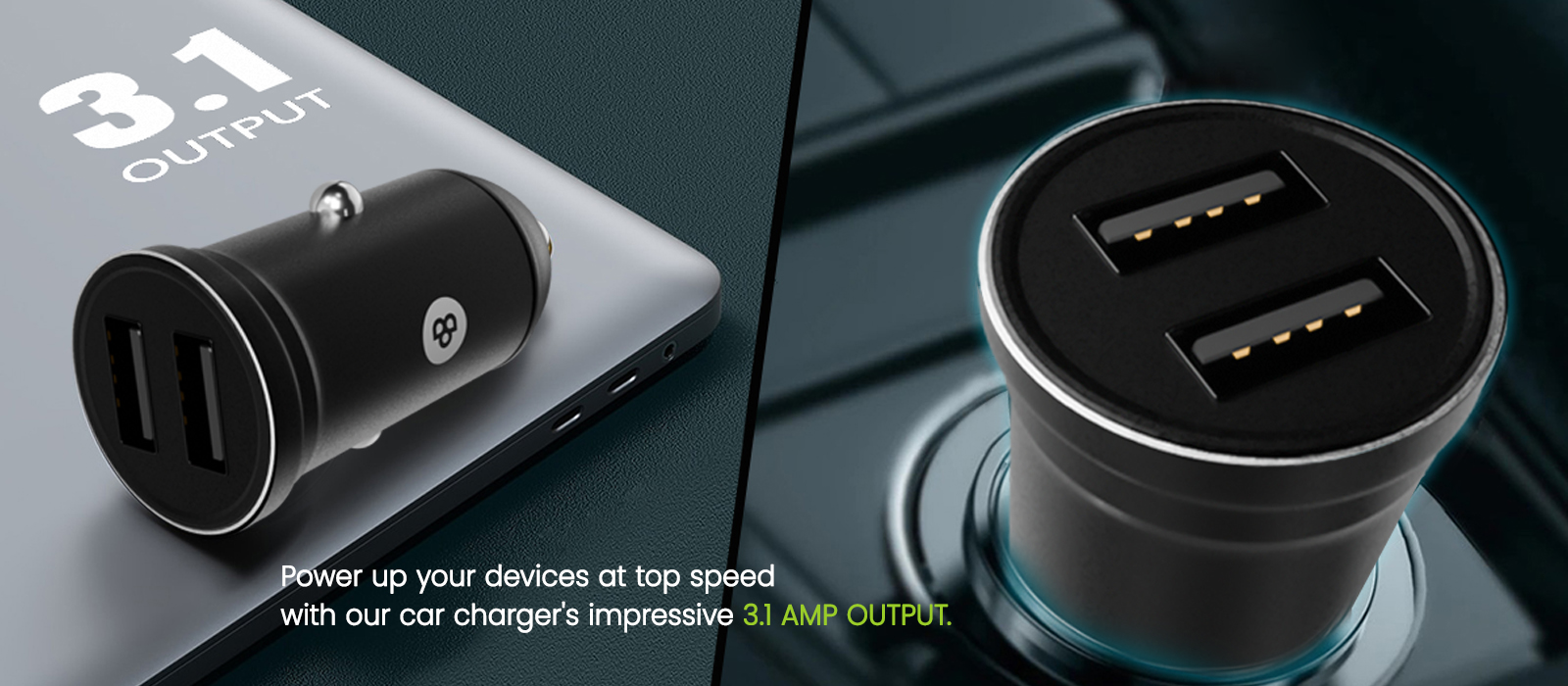 Beyox BY-22 3.1A QC Dual Port Fast charging Car Charger with Type C cable (Black)