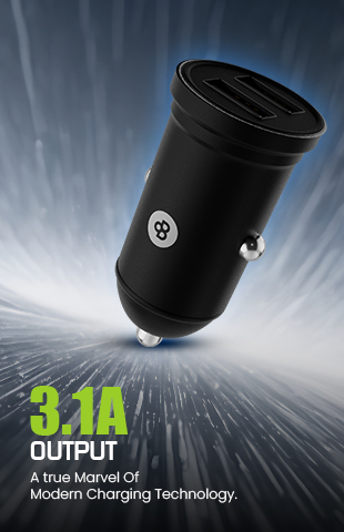 Beyox BY-22 3.1A QC Dual Port Fast charging Car Charger with Type C cable (Black)