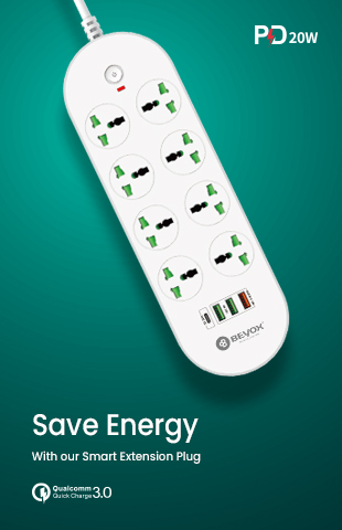 Beyox B02 20W PD + 3 QC & 8 Power Sockets Extension Plug: Fast Charging For various Devices(WHITE)