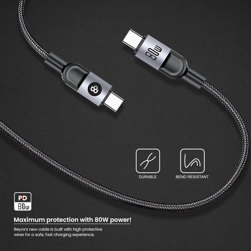 BEYOX BC24 USB C to C 80W PD Cable/Nylon Braided