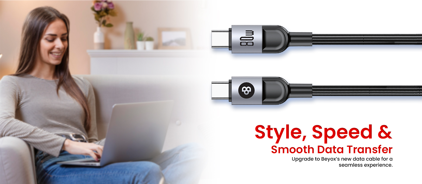 BEYOX BC24 USB C to C 80W PD Cable/Nylon Braided