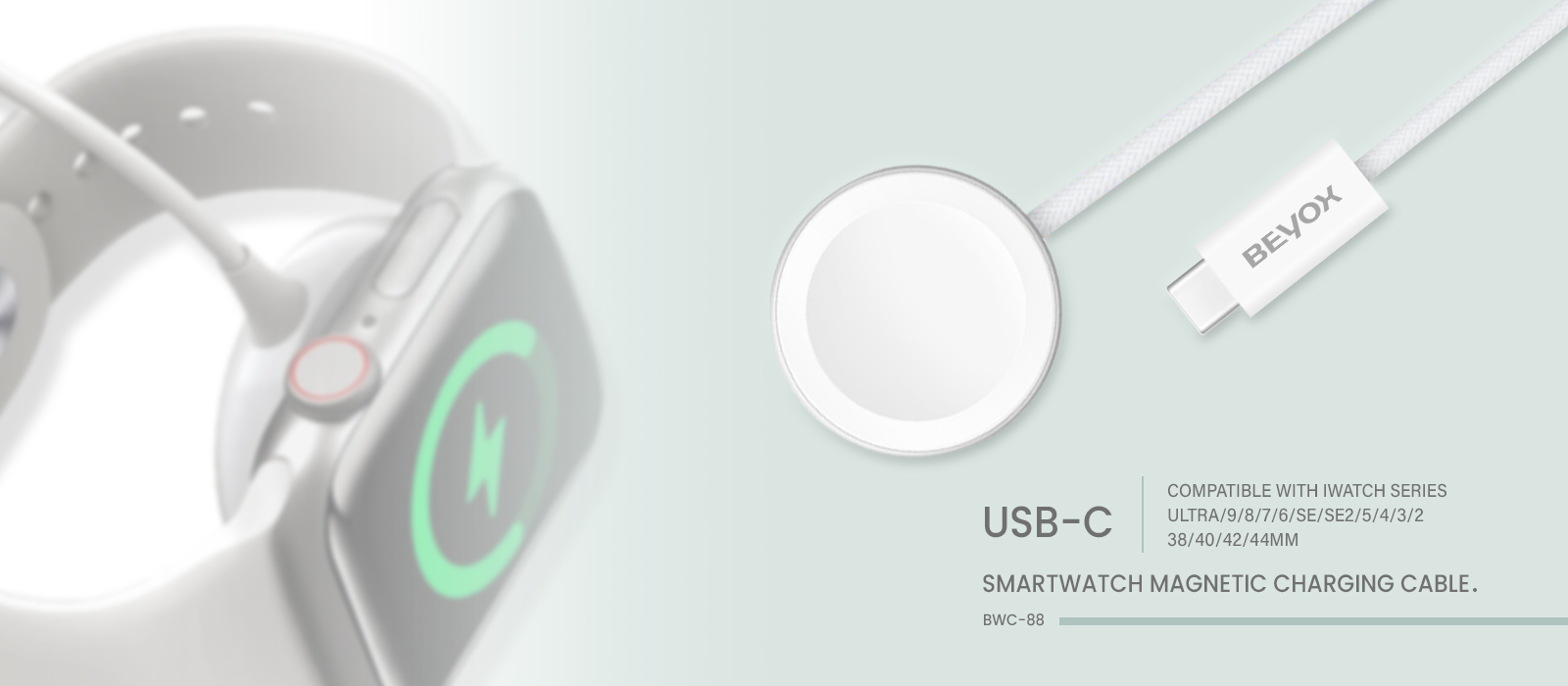 BEYOX BWC88 2.5W USB-C Smart Watch Magnetic Charging Cable