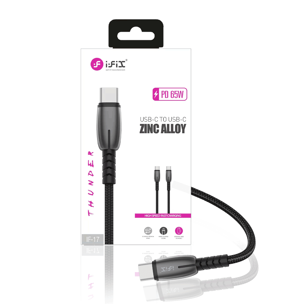IF017 65W Type-C to Type-C Fast Charging PD USB Data Cable