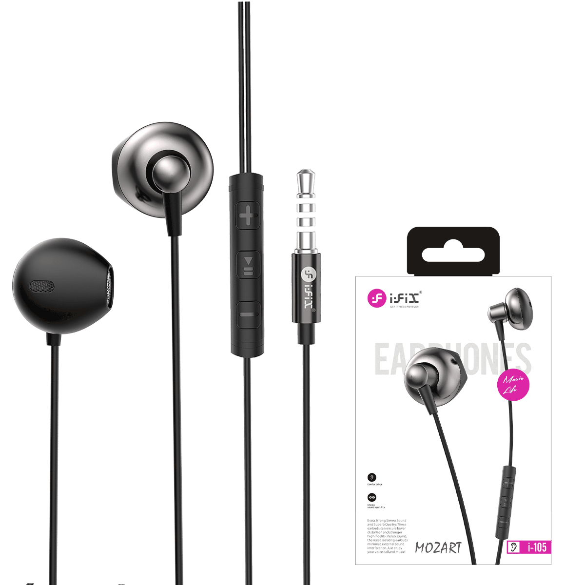 i-105 MOZART Extra Bass Earphone (Black)