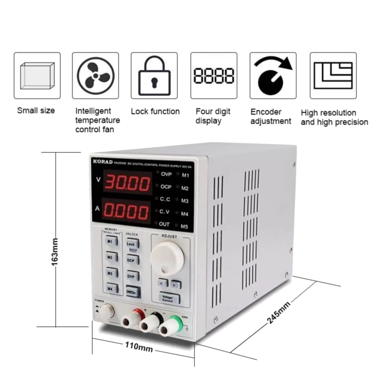 KORAD KA3005D - Precision Variable Adjustable 30V, 5A DC Linear Power Supply