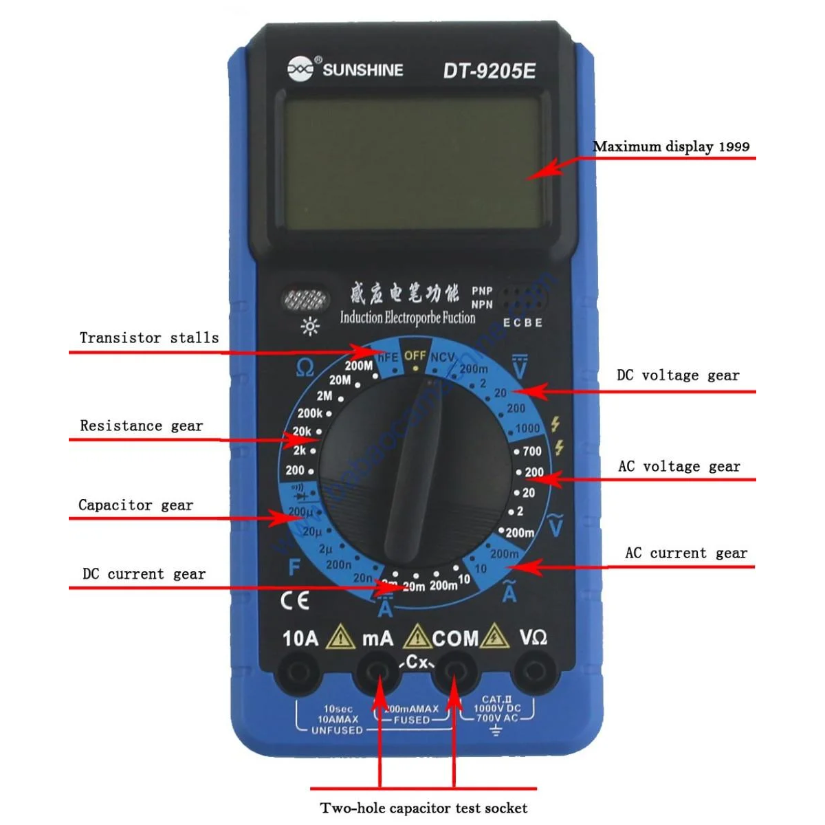 SUNSHINE DT-9205E Digital Multimeter