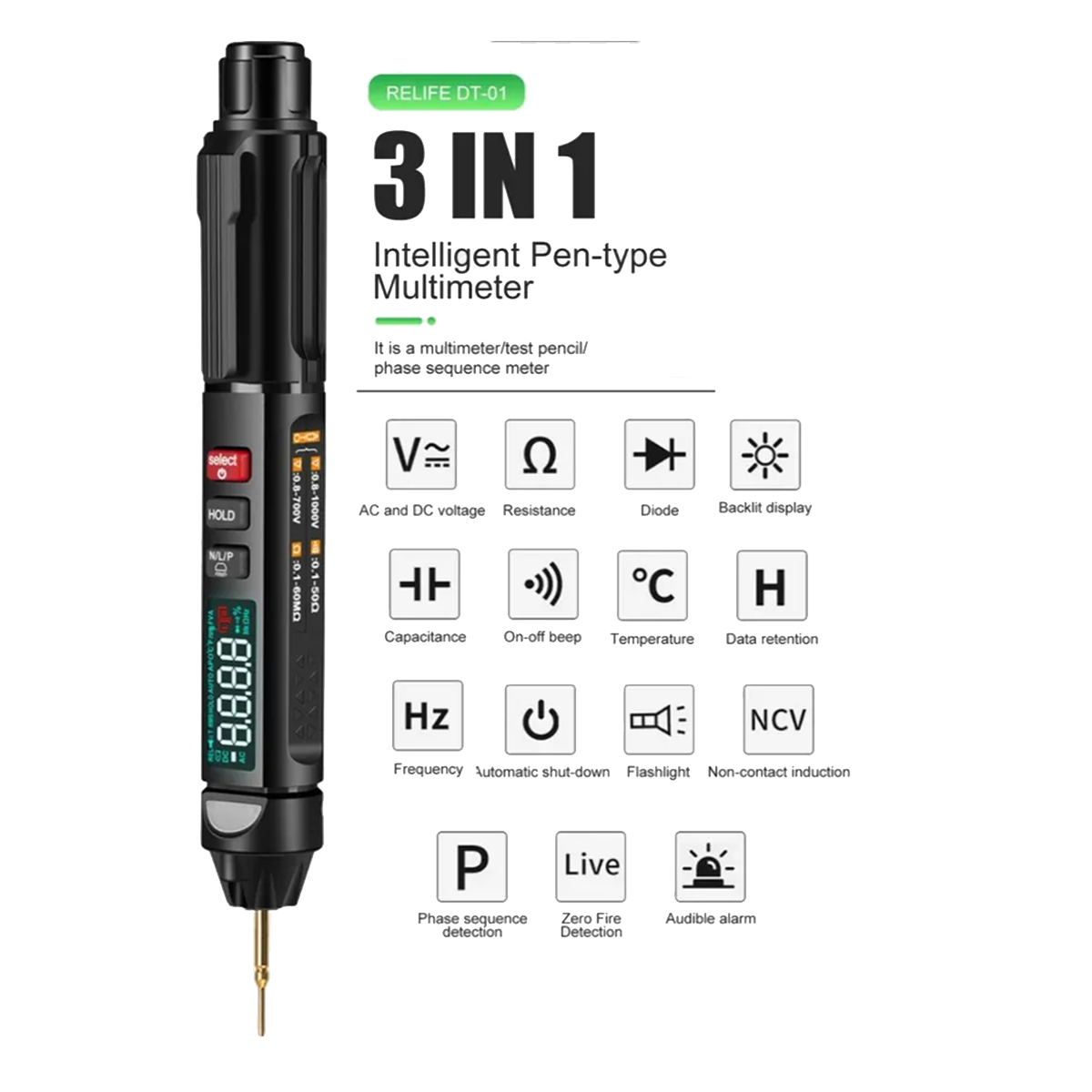 Relife DT 01 Smart Pen Type Mini Multimeter