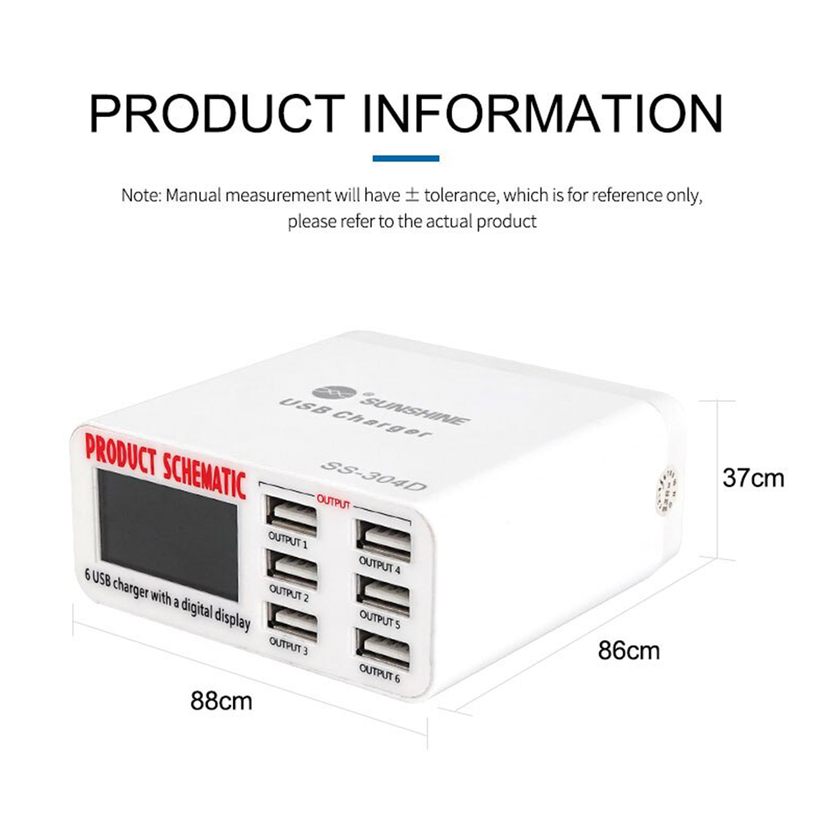 SUNSHINE SS-304D 6 PORT USB SMART LIGHTNING CHARGER