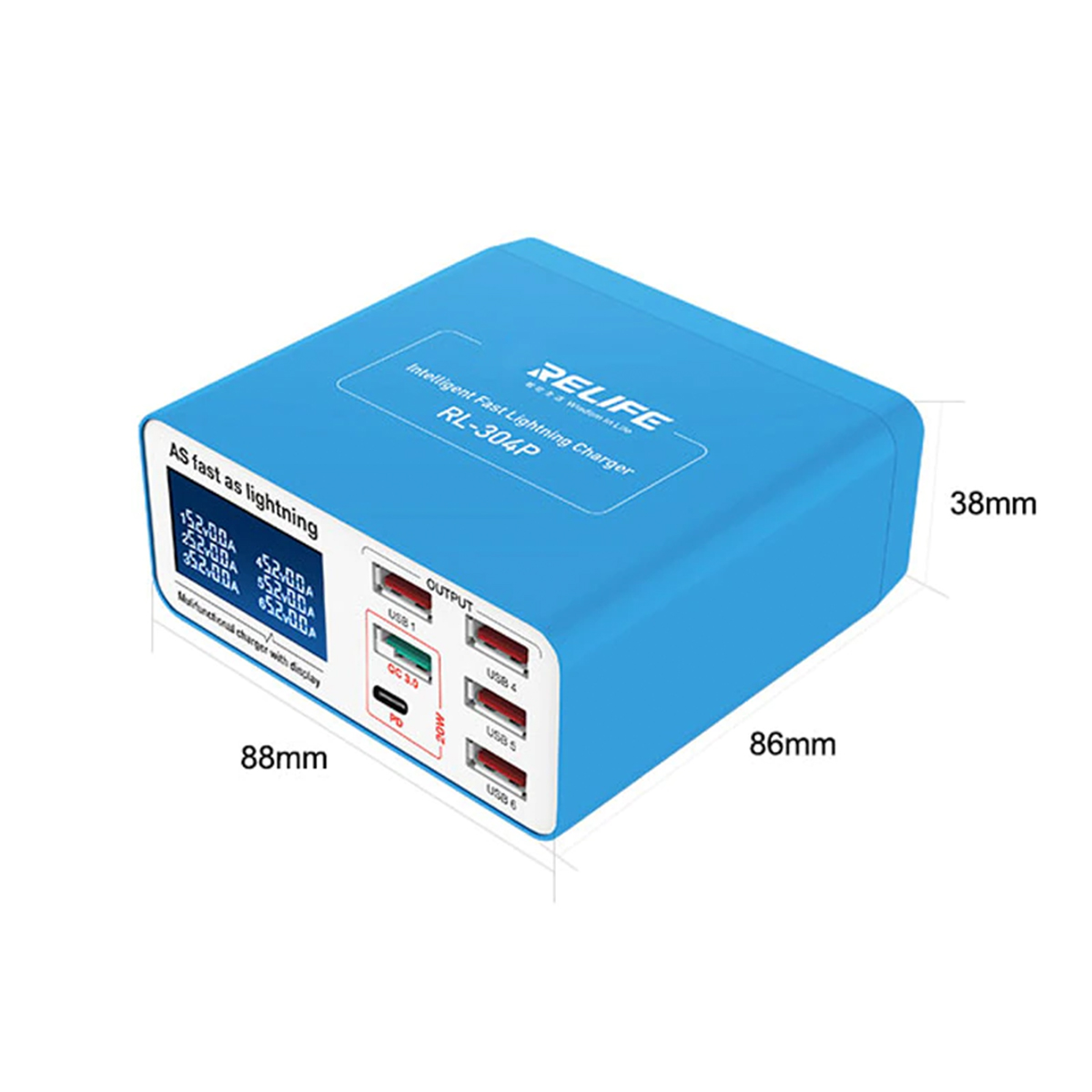 RELIFE RL-304P 6 Port USB Charger Support PD3.0+QC3.0