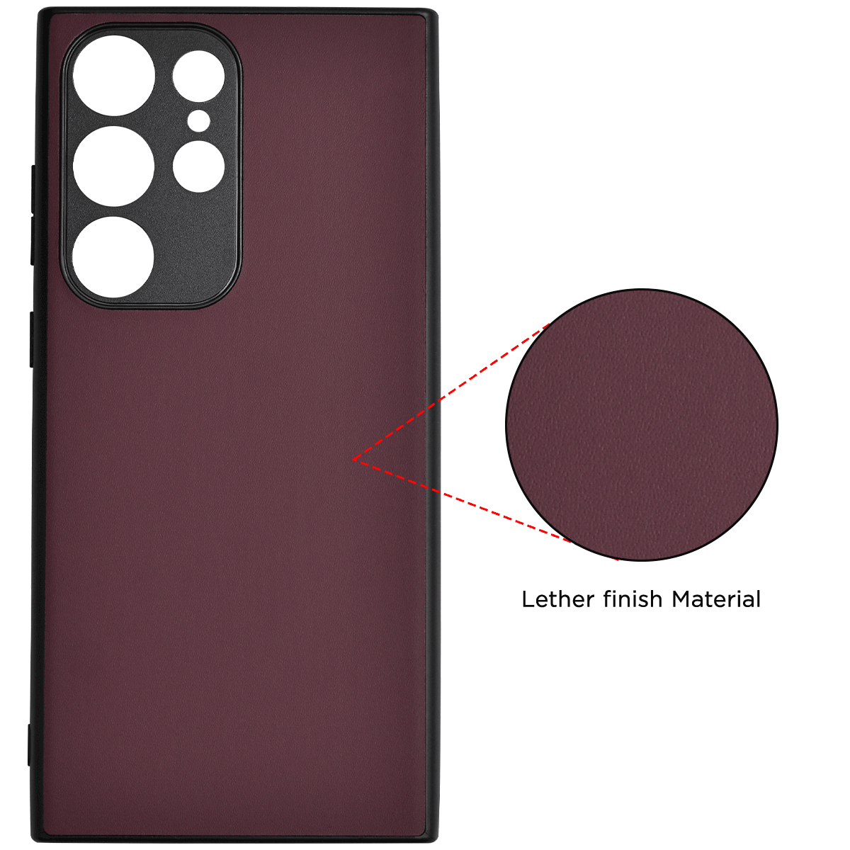 Leather Case for Samsung  S23 Ultra (Maroon)