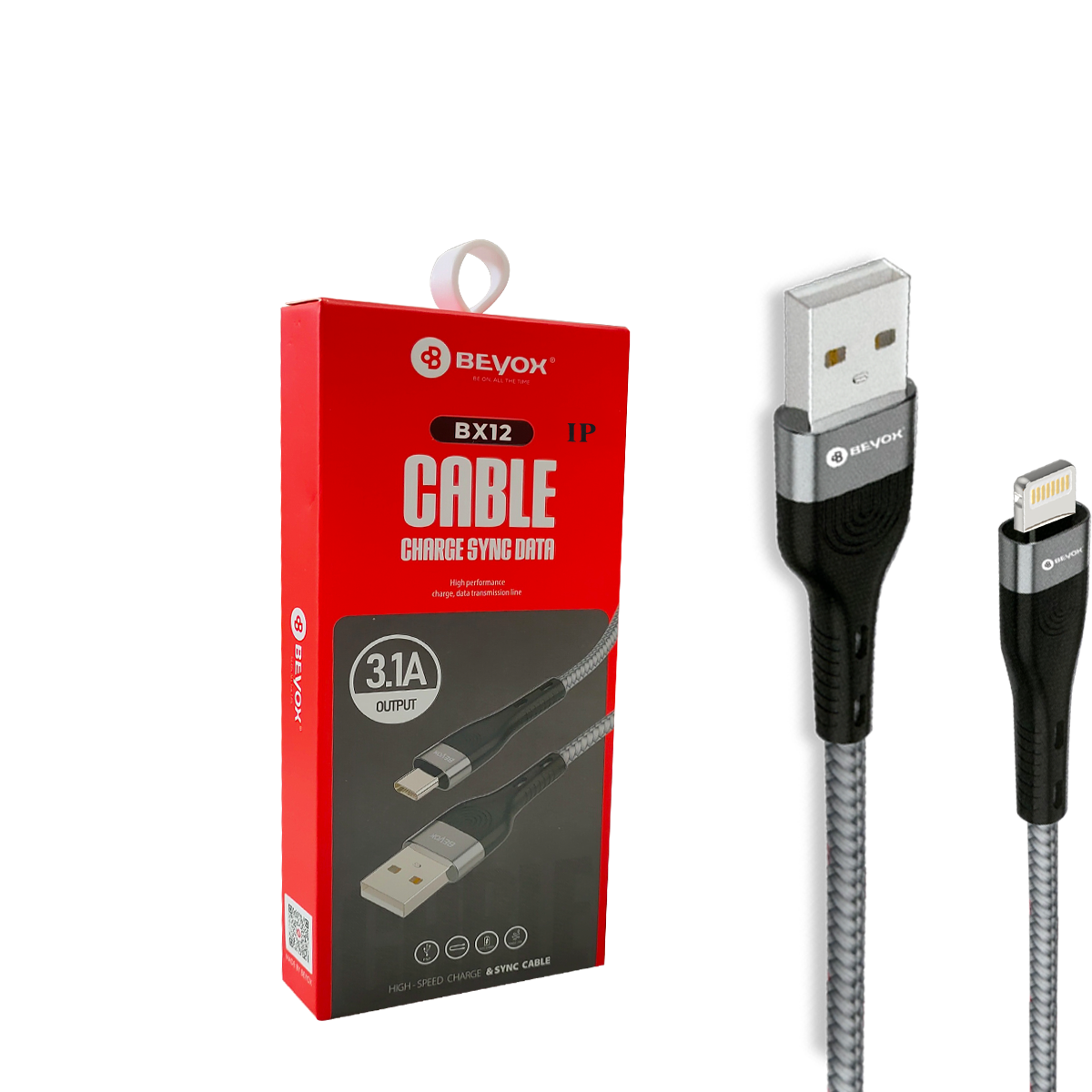 Beyox BX12 3.1A Fast Charging Data Cable (IP) | Nylon Braided