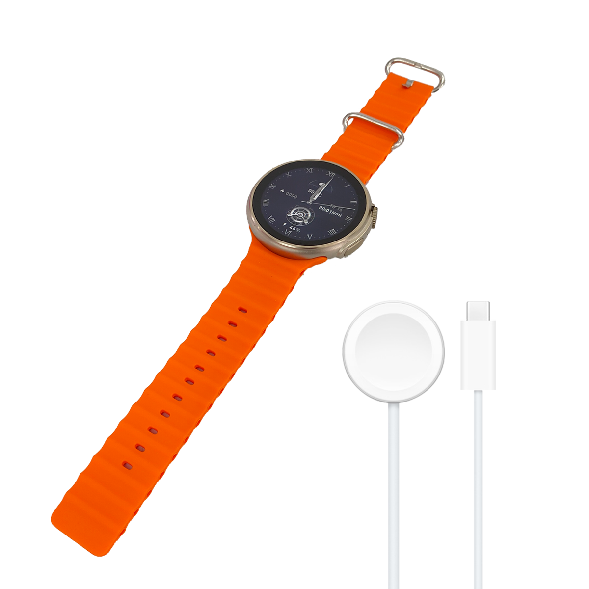 V3 Ultra Max Smart Watch | 1.6 inch Round Screen (49mm) Orange