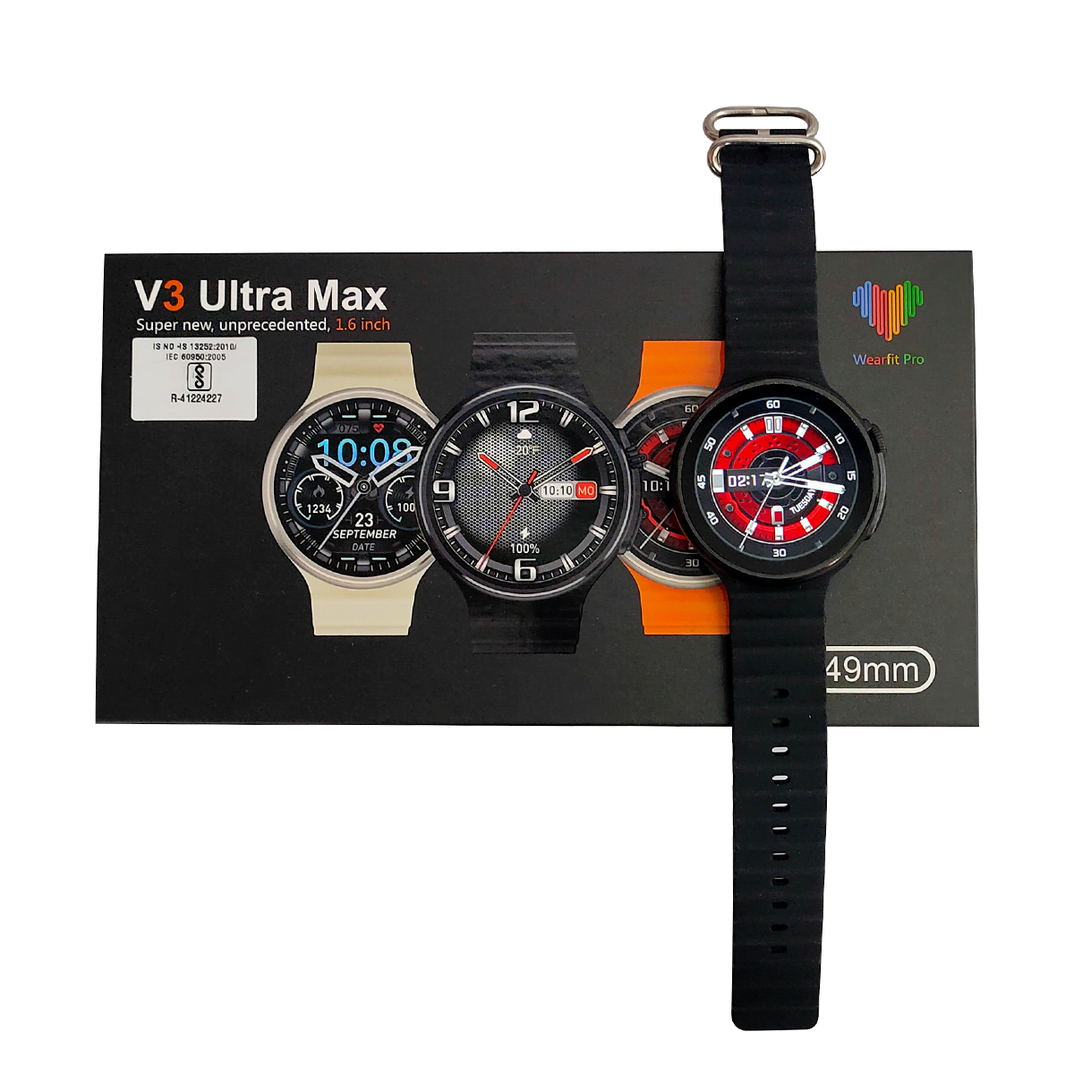 V3 Ultra Max Smart Watch | 1.6 inch Round Screen (49mm) Black