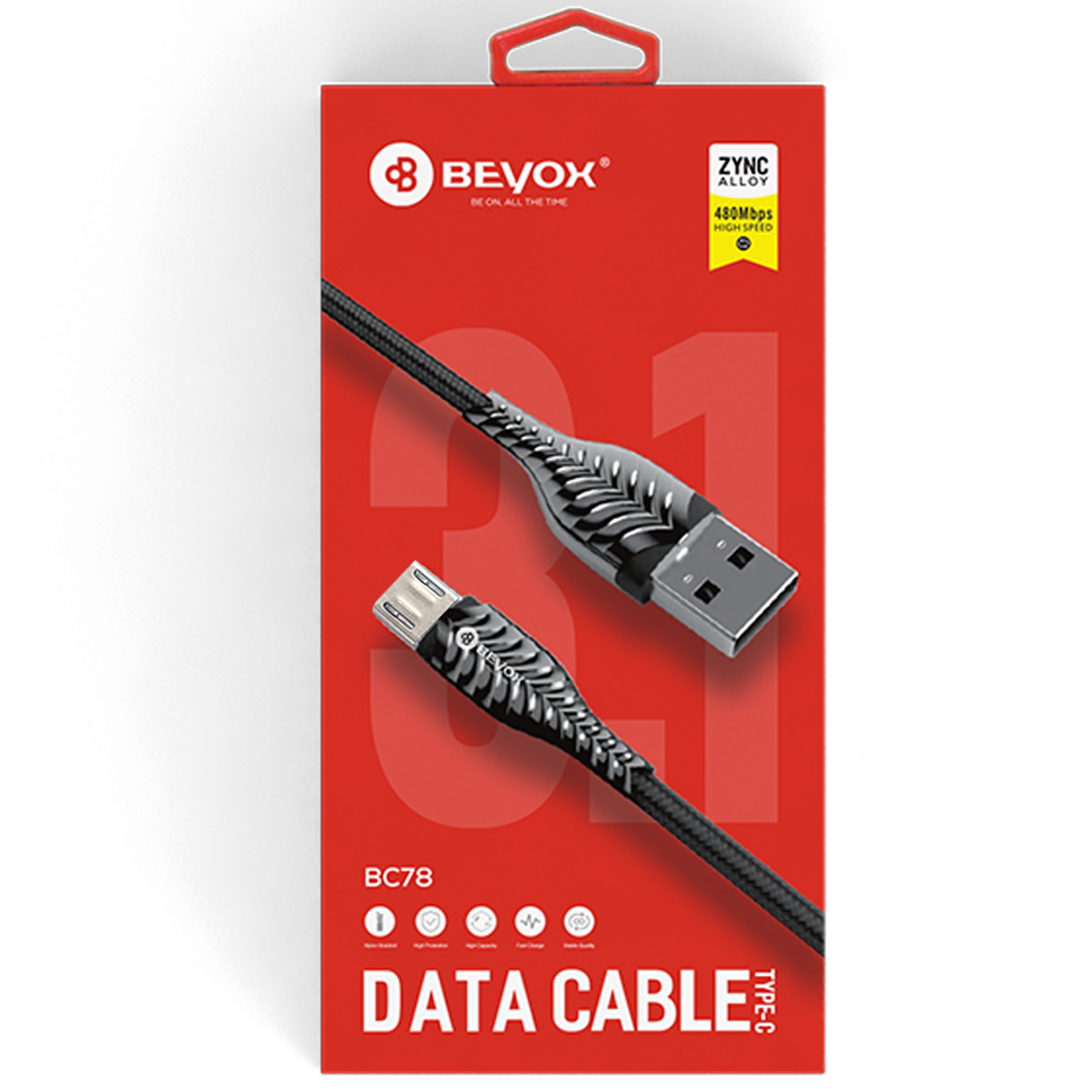 BC78 Nylon Braided Data cable (Micro) Metal Head