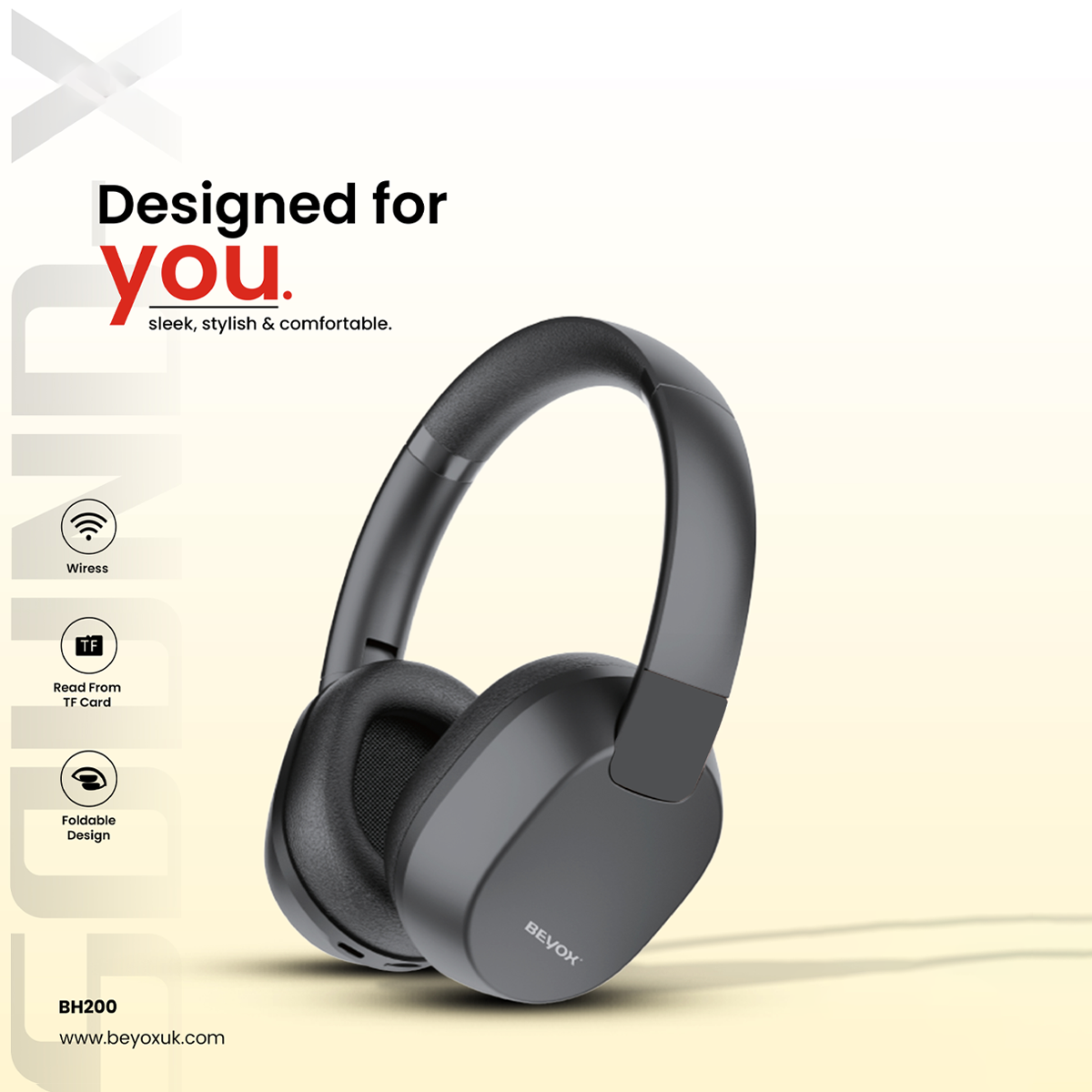 BEYOX BH200 Wireless Stereo Headphone