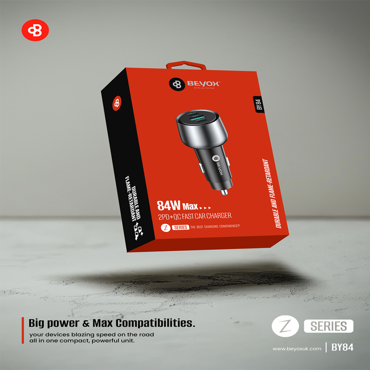 BEYOX BY84 Car Charger (2 Type-C + 1 USB)