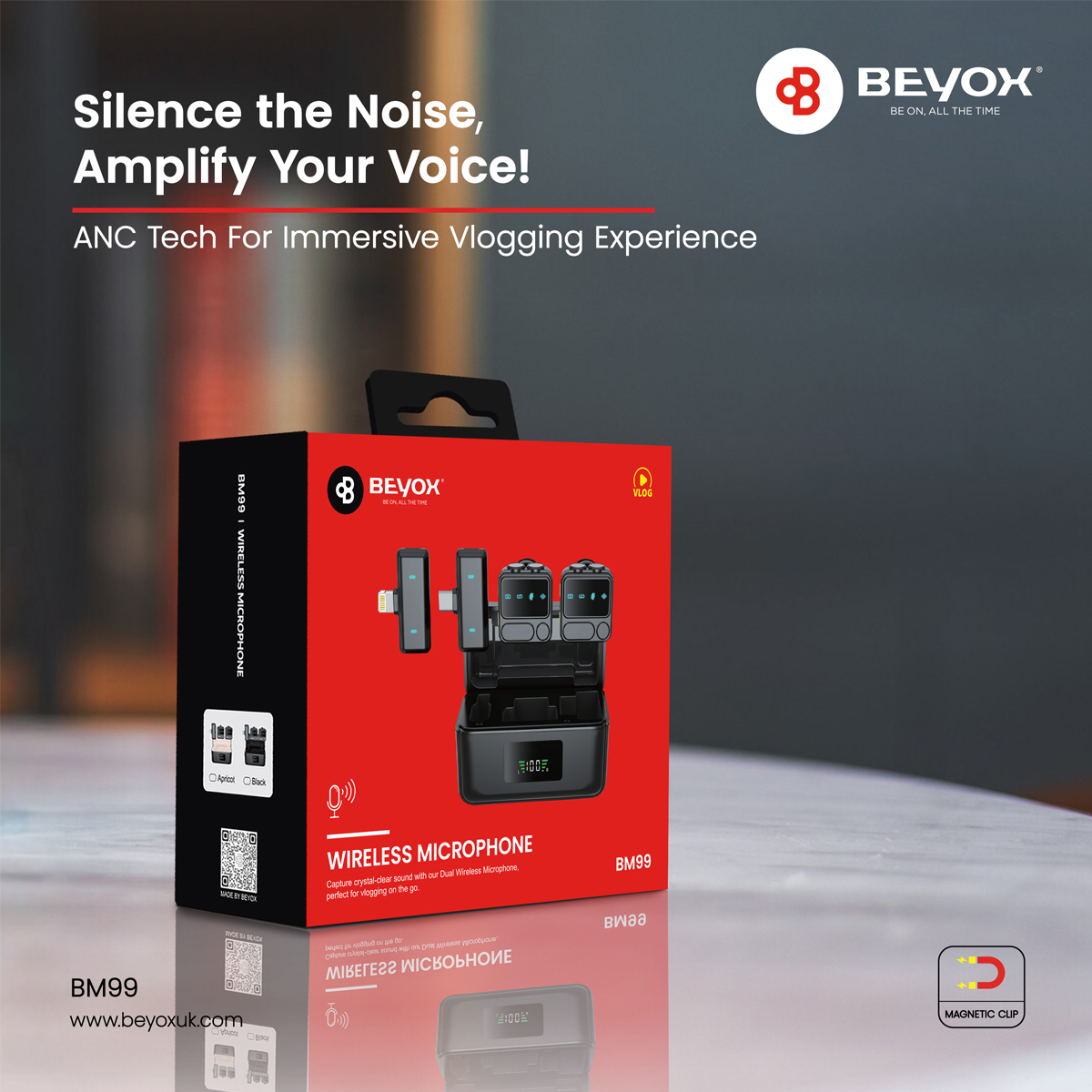 BEYOX BM99 Vloggers Mic | Magnetic Dual Mics