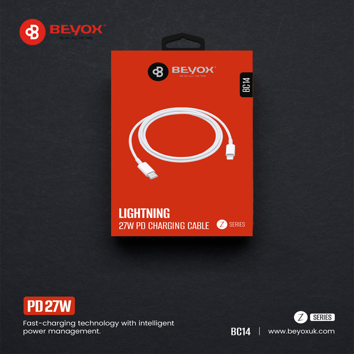 Beyox BC14 USB-C to Lightning 27W PD Cable